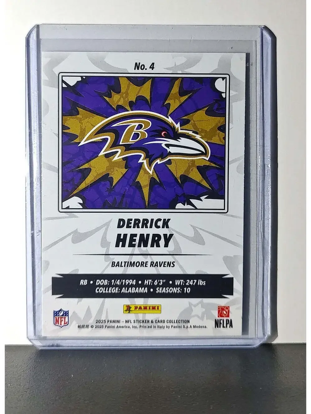 Derrick Henry 2025 Panini NFL #4 Foil Sticker Card Baltimore Ravens